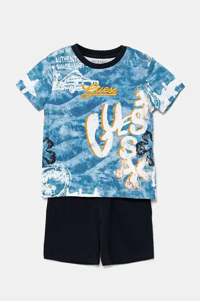 Dětská bavlněná souprava Guess modrá barva, N5GG11 K8HM4