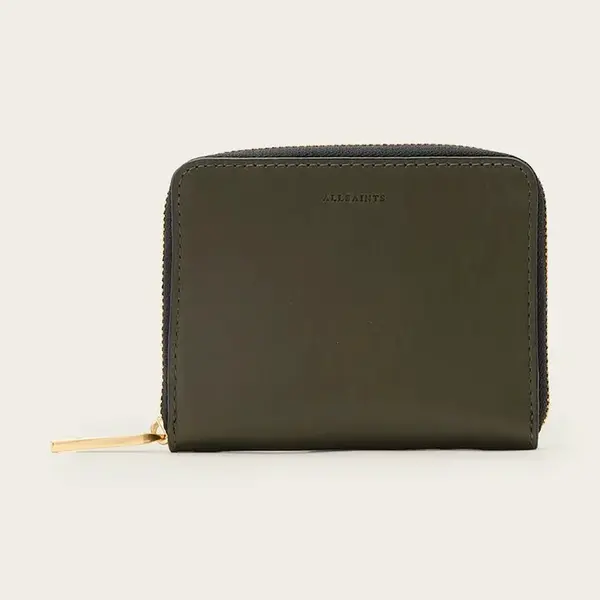 Kožená peněženka AllSaints LENA HEX zelená barva, W130XC