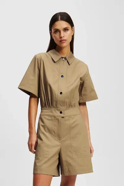 Overal Karl Lagerfeld hnědá barva, s límečkem, A2W13013