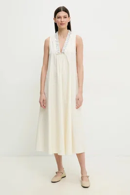 Šaty ISABELLE BLANCHE béžová barva, midi, IS25SS-A056-T012