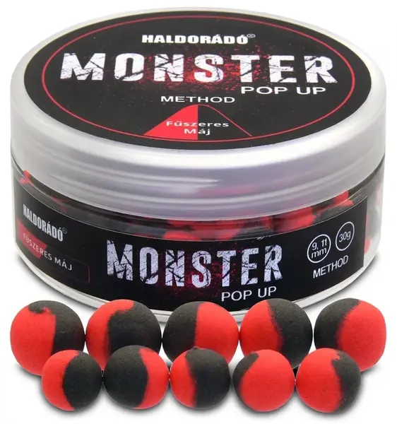 Haldorádó plovoucí boilie pop-up method monster 30 g 9+11 mm - pikantní játra