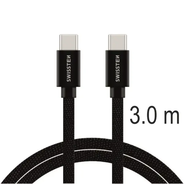 Datový Kabel Swissten Textile USB-C / USB-C 3.0 M černá