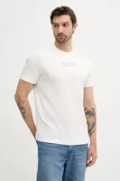 Bavlněné tričko Armani Exchange pánské, béžová barva, s potiskem, XM000539 AF10362