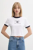 Bavlněné tričko Calvin Klein Jeans dámské, bílá barva, LV047B808G