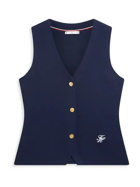 TOMMY HILFIGER Pletená vesta  námornícka modrá / biela