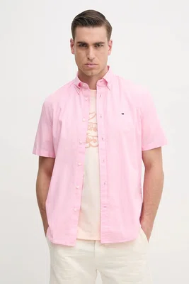 Bavlněná košile Tommy Hilfiger růžová barva, regular, s klasickým límcem, MW0MW37584