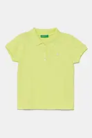 Dětské polo tričko United Colors of Benetton zelená barva, s límečkem, 3WG9G300A