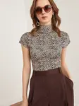 olalook Blúzka  tmavošedá / kamenná / čierna