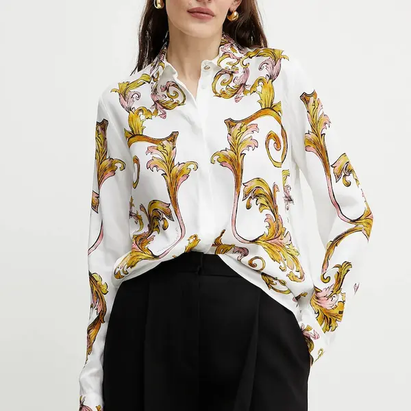 Košile Versace Jeans Couture dámská, bílá barva, regular, s klasickým límcem, 78HAL2P1 NS634
