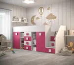 Dětský pokoj Toledo 3A Barva korpusu: Bílá, Dveře: Růžová, Strana: Pravá