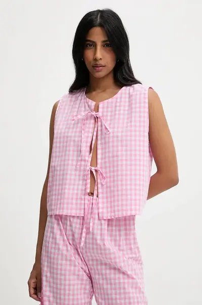 Bavlněná halenka Answear.LAB dámská, růžová barva, vzorovaná