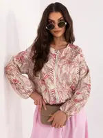 Ružová prechodná bunda s rastlinným vzorom