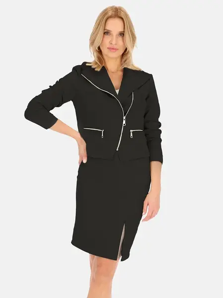 PERSO Woman's Women's short jacket made of faux suede with a zipper