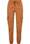 Women's high-waisted cargo tracksuit pants made of caramel