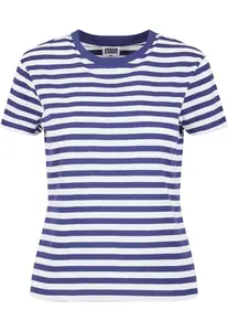 Women's basic striped T-shirt white/navy blue