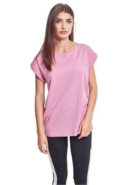 Dámske tričko s predĺženým ramenom v farbe coolpink