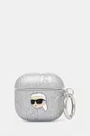 Pouzdro na airpod Karl Lagerfeld AirPods 4 stříbrná barva, KLA4PGKIPS