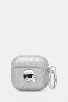 Pouzdro na airpod Karl Lagerfeld AirPods 4 stříbrná barva, KLA4PGKIPS