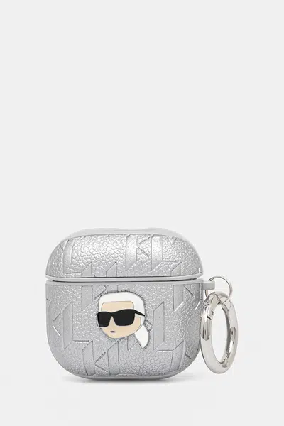 Pouzdro na airpod Karl Lagerfeld AirPods 4 stříbrná barva, KLA4PGKIPS