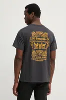 Bavlněné tričko Levi's SS RELAXED FIT TEE šedá barva, s potiskem, 16143