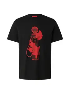 HUGO Tričko 'Dikerd'  červená / čierna