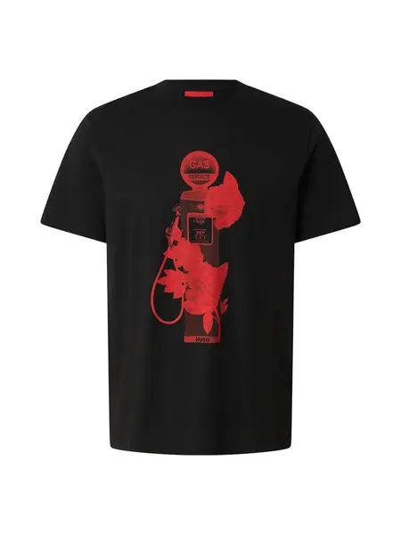 HUGO Tričko 'Dikerd'  červená / čierna