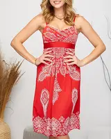 Resti Patterned women's short dress in red - Clothing