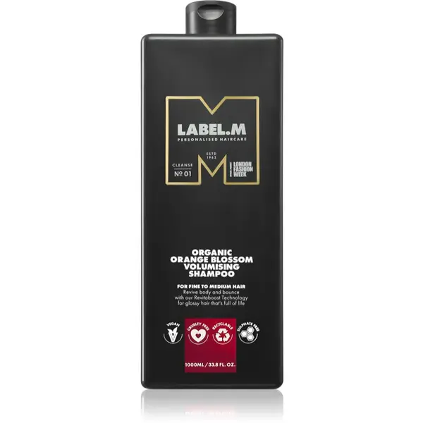 label.m Organic Orange Blossom Volumising Shampoo prírodný šampón pre objem vlasov 1000 ml