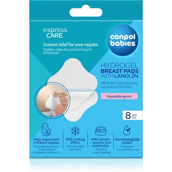 Canpol babies Hydrogel Breast Pads hydrogélové hojivé prsné vložky s lanolínom 8 ks