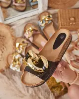 Resti Royalfashion Black women's flip-flops with Sofig decoration