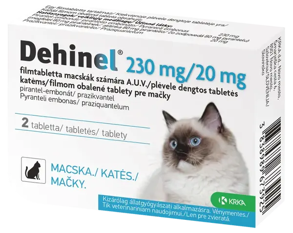 DEHINEL 230 mg/20 mg pre mačky tabliety 2 tabliet