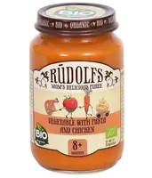RUDOLFS BIO Zeleninový príkrm s cestovinami a kuracím mäsom 190 g
