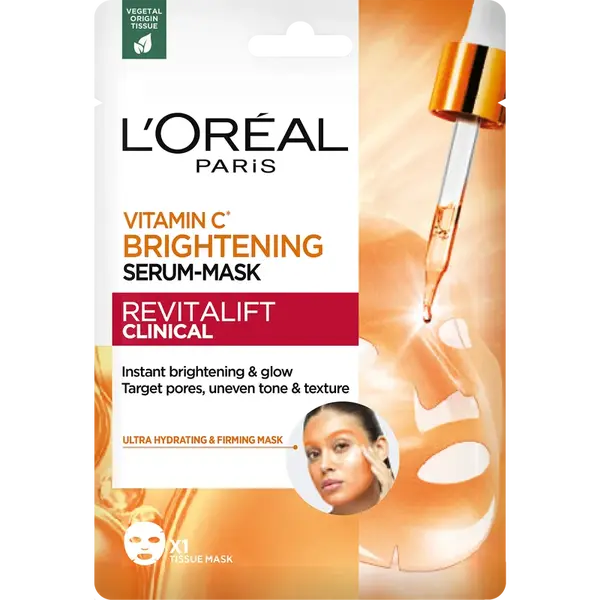 L'ORÉAL PARIS Revitalift Clinical rozjasňujúca pleťová maska s vitamínom C,