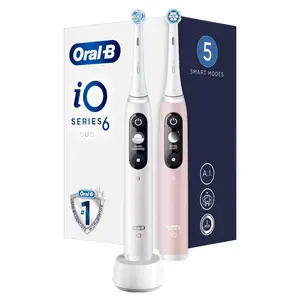 Oral B Elektrická zubná kefka iO6 Series Duo Pack White/ Pink Sand Extra Handle 2 ks