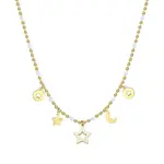 S'Agapõ Pozlátený oceľový náhrdelník s príveskami Vibes SVB04