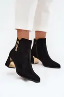 Boto Dámské kotníkové boty na podpatku se zlatými detaily černé Kalivra