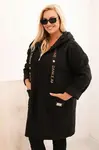 Kesi Włoski Dámsky kabát Plus Size z umelého baránka s kapucňou a vreckami čierny