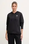 Mikina Under Armour UA Rival dámská, černá barva, s kapucí, s potiskem, 6005511