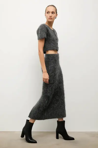 Kožené kotníkové boty Answear.LAB černá barva, na podpatku