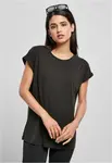 Women's modal T-shirt with extended shoulder black