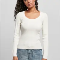 Women's sweater with a wide neckline whitesand