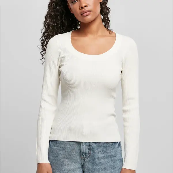 Women's sweater with a wide neckline whitesand