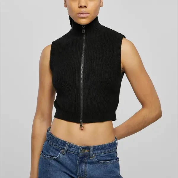 Women's short knitted vest black
