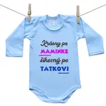 Boodyy Modré body s dlhým rukávom Krásny po maminke, šikovný po tatkovi 50 (0 mesiacov)