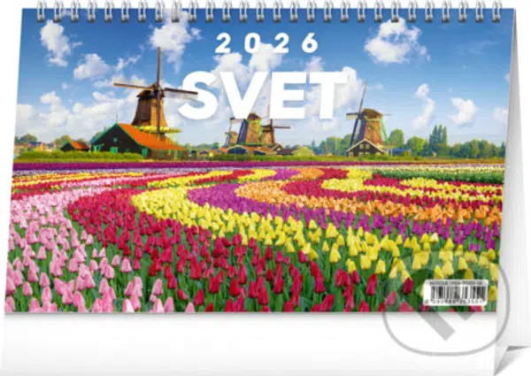 NOTIQUE Stolový kalendár Svet 2026 (riadkový)