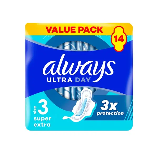Always Ultra Night Super hygienické vložky s kridielkami 14ks, veľkosť 3
