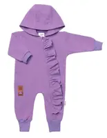 Teplákový overal s volánikom a kapucňou GIRL, fialový, veľ. 80