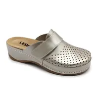 Leon 2022 Dámska zdravotná celokožená obuv - Klinový opätok 40 - 26cm, šampáň, 5,0 cm