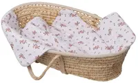 Súprava do kočíka, bavlnená 2D sada, Little flowers, biela/ružová