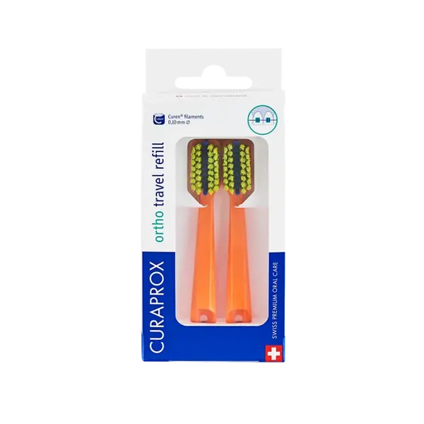 CURAPROX Travel set Oranžový - náhradná hlavica 2 kusy